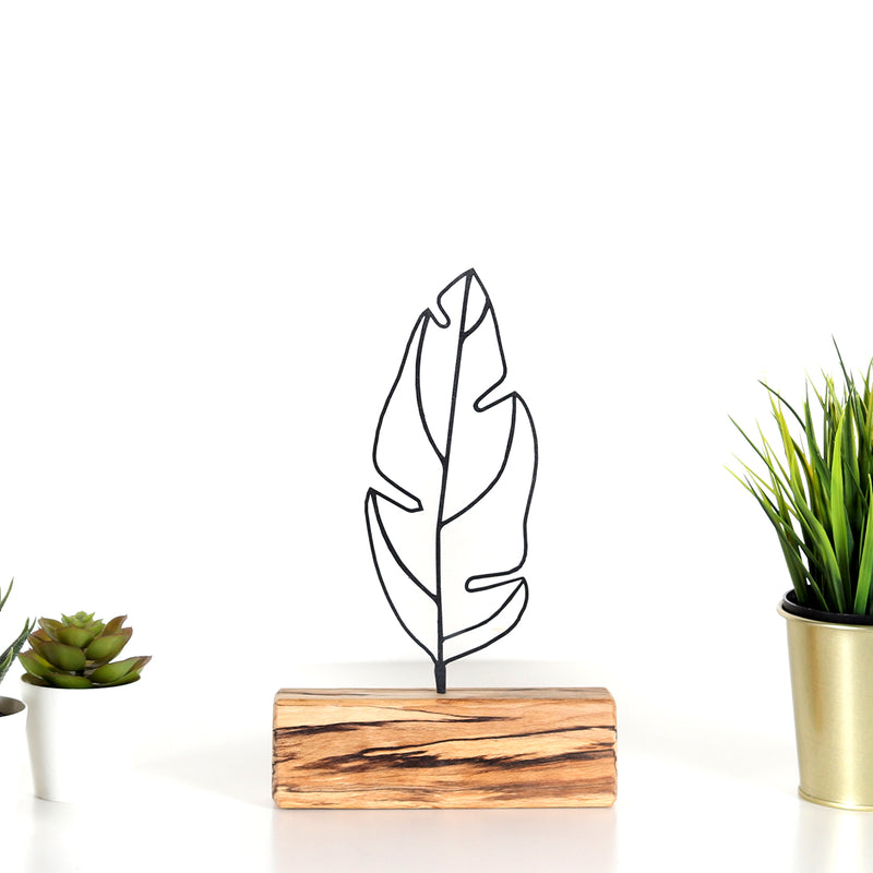 Bystag metal ahşap dekoratif masa süs dekoru-raf dekoru-hediyelik aksesuar-biblo-raf için süs-tüy- Bystag metal wood decorative desk ornament-ornamental decor- wood metal decor-feather
