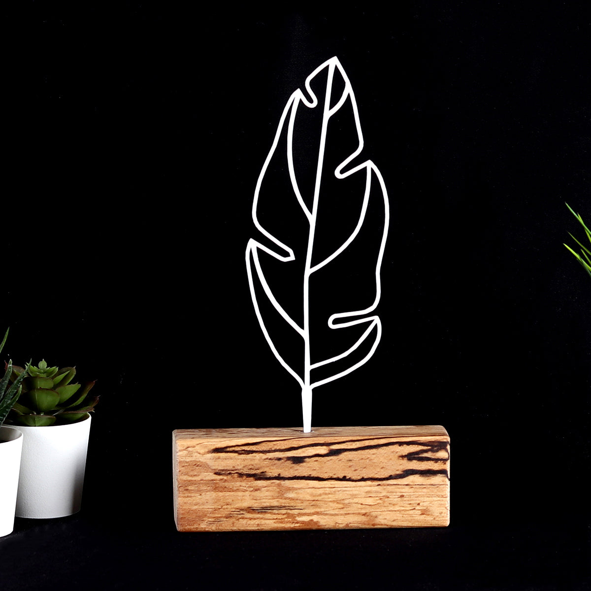 Bystag metal ahşap dekoratif masa süs dekoru-raf dekoru-hediyelik aksesuar-biblo-raf için süs-tüy- Bystag metal wood decorative desk ornament-ornamental decor- wood metal decor-feather