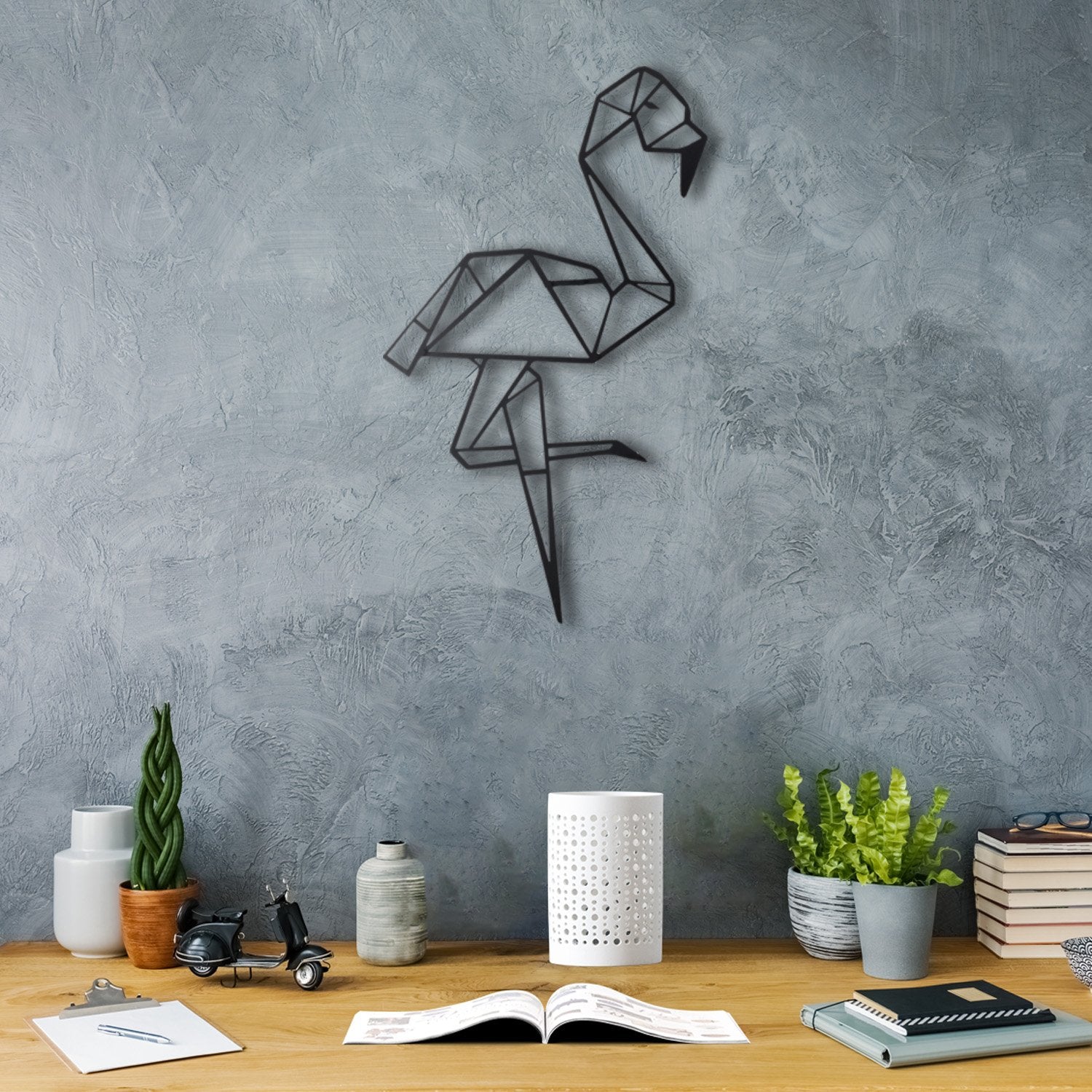 Bystag metal dekoratif duvar aksesuarı flamingo- Bystag metal wall art-wall art-wall decor-metal wall decor-flamingo
