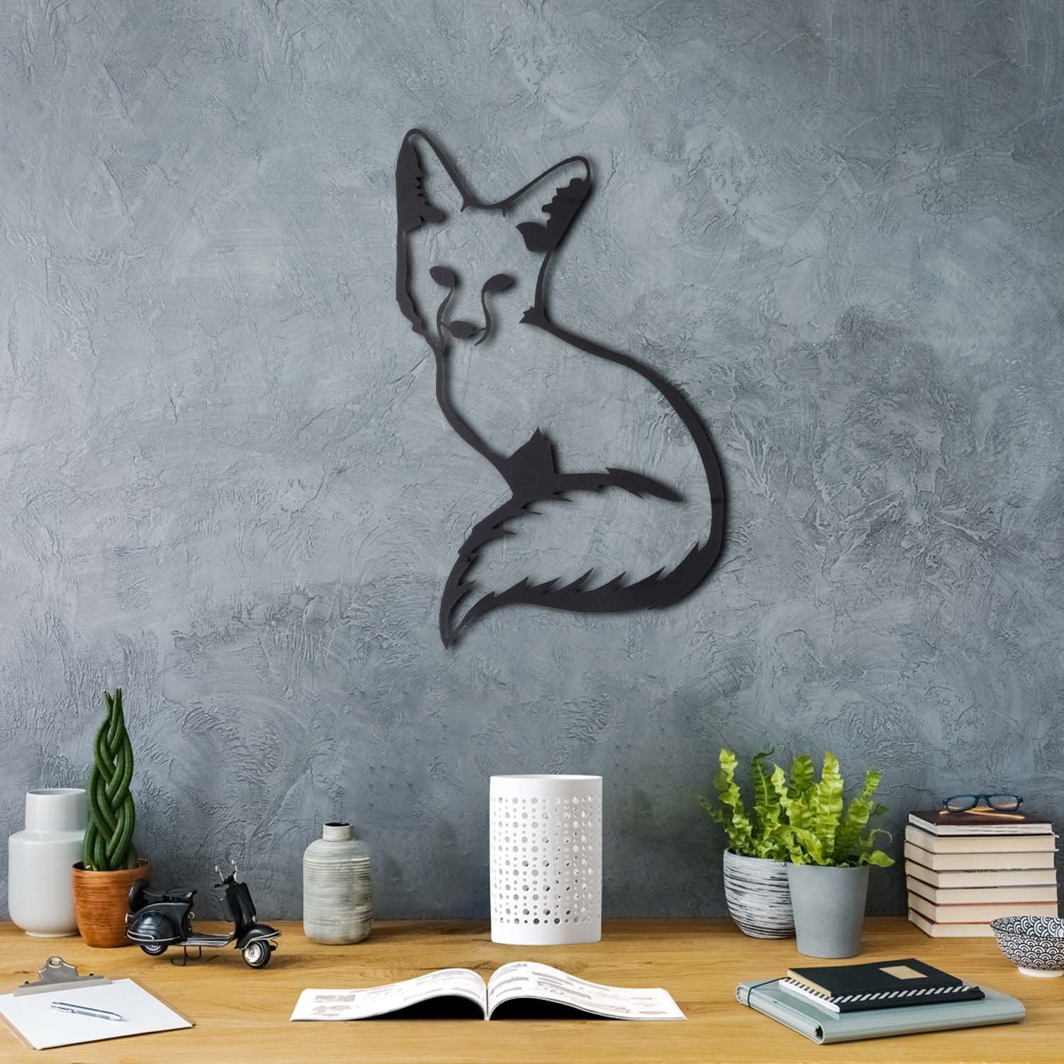 Bystag metal dekoratif duvar aksesuarı tilki- Bystag metal wall art-wall art-wall decor-metal wall decor-fox-animal