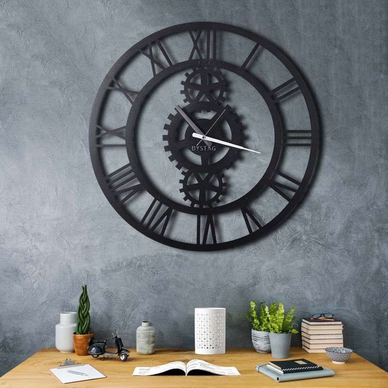Bystag Metal decorative Wall clock Gear-Bystag Büyük saat - Bystag Metal dekoratif Duvar Saati Dişli- Bystag Big Clock