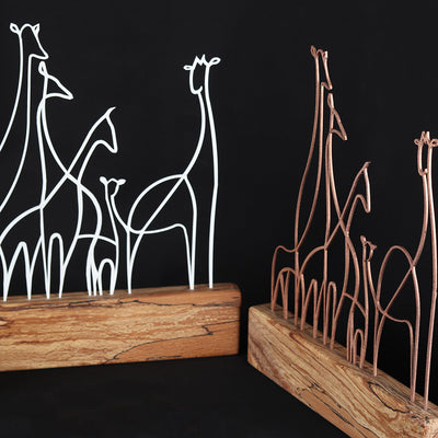 Bystag metal ahşap dekoratif masa süs dekoru-raf dekoru-hediyelik aksesuar-biblo-raf için süs-zürafa- Bystag metal wood decorative desk ornament-ornamental decor- wood metal decor-giraffe