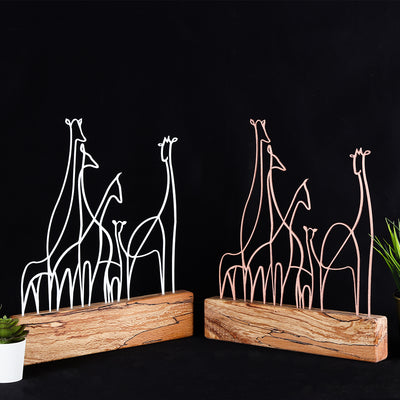 Bystag metal ahşap dekoratif masa süs dekoru-raf dekoru-hediyelik aksesuar-biblo-raf için süs-zürafa- Bystag metal wood decorative desk ornament-ornamental decor- wood metal decor-giraffe