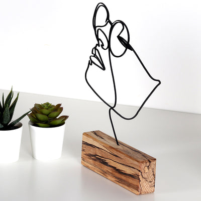 Bystag metal ahşap dekoratif masa süs dekoru-raf dekoru-hediyelik aksesuar-biblo-raf için süs-kız- Bystag metal wood decorative desk ornament-ornamental decor- wood metal decor-girl