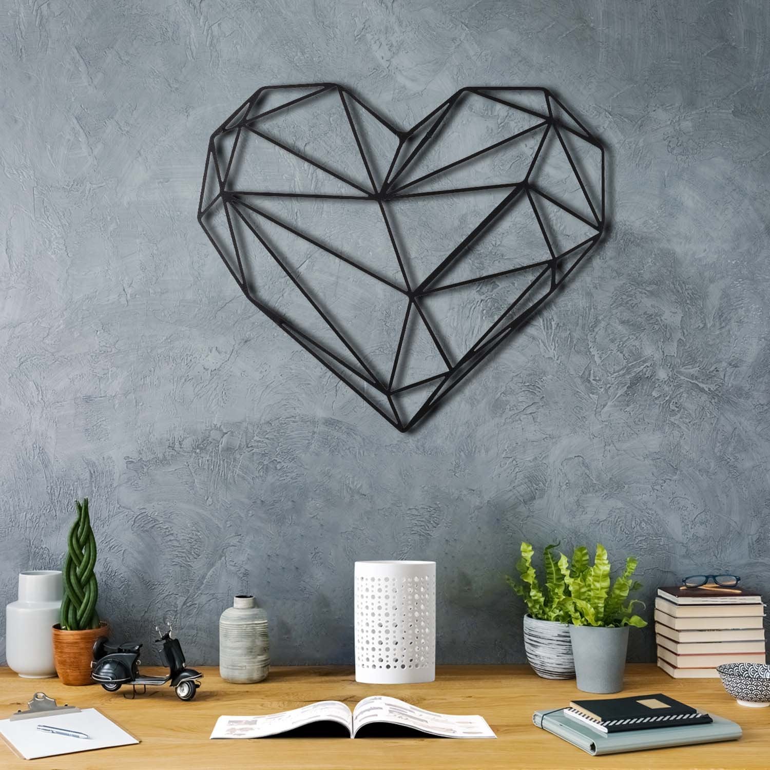 Bystag metal dekoratif duvar aksesuarı kalp- Bystag metal wall art-wall art-wall decor-metal wall decor-heart