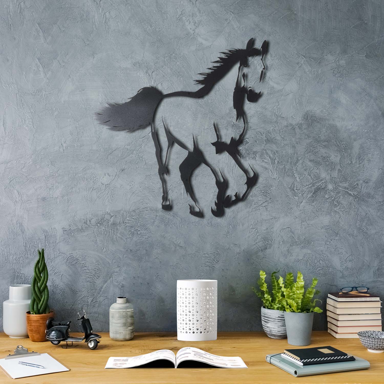 Bystag metal dekoratif duvar aksesuarı at- Bystag metal wall art-wall art-wall decor-metal wall decor-horse