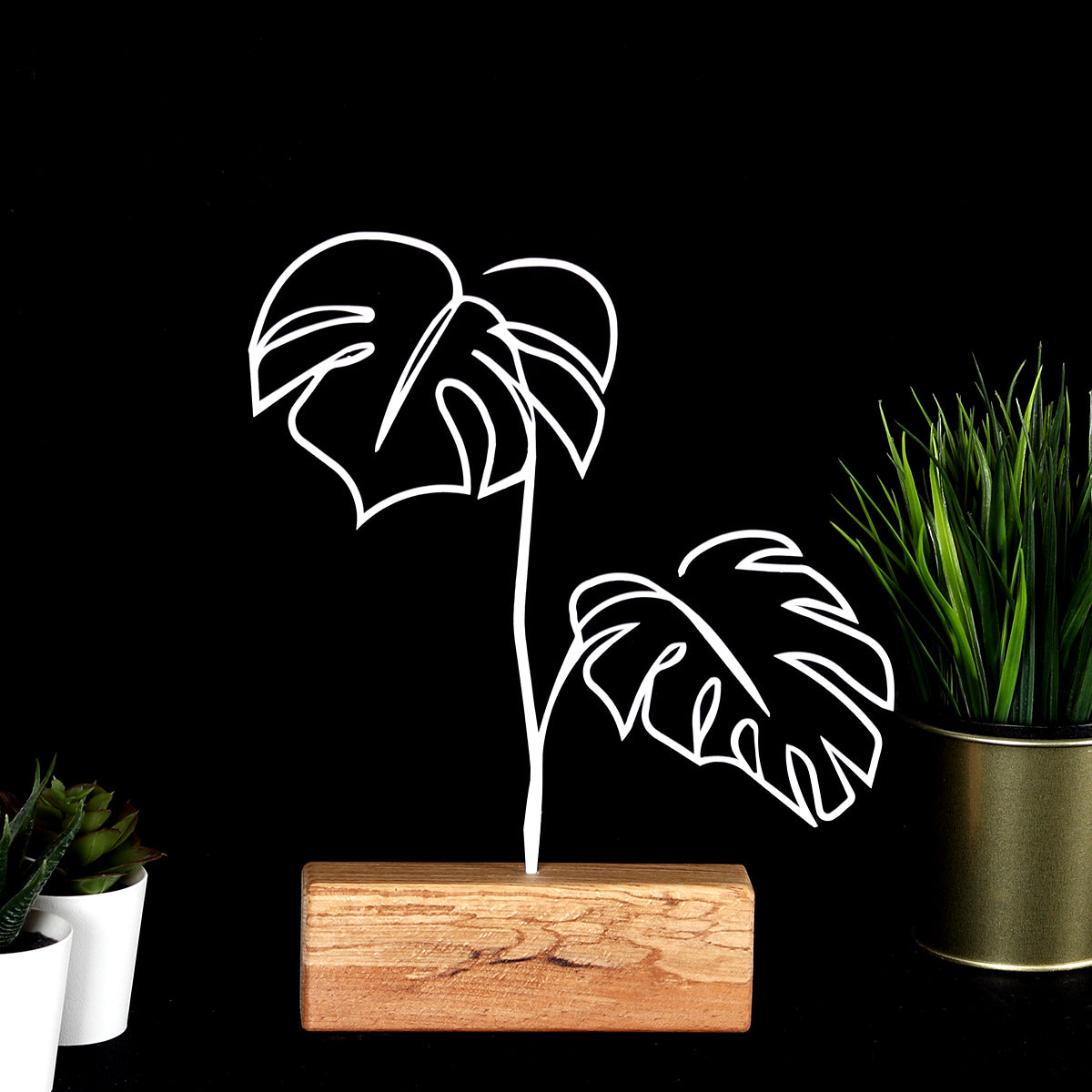 Bystag metal ahşap dekoratif masa süs dekoru-raf dekoru-hediyelik aksesuar-biblo-raf için süs-yapraklar- Bystag metal wood decorative desk ornament-ornamental decor- wood metal decor