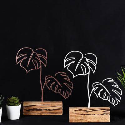 Bystag metal ahşap dekoratif masa süs dekoru-raf dekoru-hediyelik aksesuar-biblo-raf için süs-yapraklar- Bystag metal wood decorative desk ornament-ornamental decor- wood metal decor-leafs