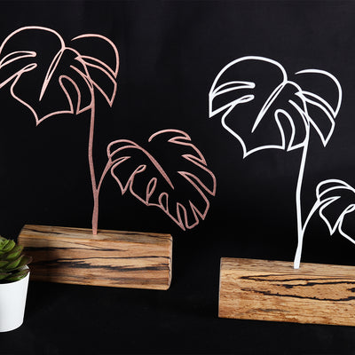 Bystag metal ahşap dekoratif masa süs dekoru-raf dekoru-hediyelik aksesuar-biblo-raf için süs-yapraklar- Bystag metal wood decorative desk ornament-ornamental decor- wood metal decor-leafs