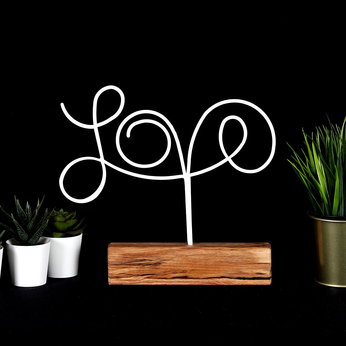 Bystag metal ahşap dekoratif masa süs dekoru-raf dekoru-hediyelik aksesuar-biblo-raf için süs-love- Bystag metal wood decorative desk ornament-ornamental decor- wood metal decor-love