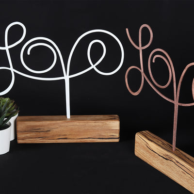 Bystag metal ahşap dekoratif masa süs dekoru-raf dekoru-hediyelik aksesuar-biblo-raf için süs-love- Bystag metal wood decorative desk ornament-ornamental decor- wood metal decor-love