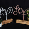 Bystag metal ahşap dekoratif masa süs dekoru-raf dekoru-hediyelik aksesuar-biblo-raf için süs-love- Bystag metal wood decorative desk ornament-ornamental decor- wood metal decor-love