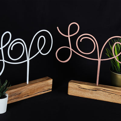 Bystag metal ahşap dekoratif masa süs dekoru-raf dekoru-hediyelik aksesuar-biblo-raf için süs-love- Bystag metal wood decorative desk ornament-ornamental decor- wood metal decor-love