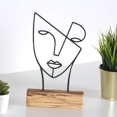 Bystag metal ahşap dekoratif masa süs dekoru-raf dekoru-hediyelik aksesuar-biblo-raf için süs-yüz- Bystag metal wood decorative desk ornament-ornamental decor- wood metal decor-mask-faces