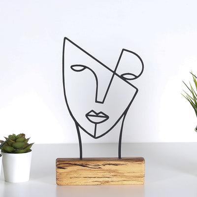 Bystag metal ahşap dekoratif masa süs dekoru-raf dekoru-hediyelik aksesuar-biblo-raf için süs-yüz- Bystag metal wood decorative desk ornament-ornamental decor- wood metal decor-mask-faces
