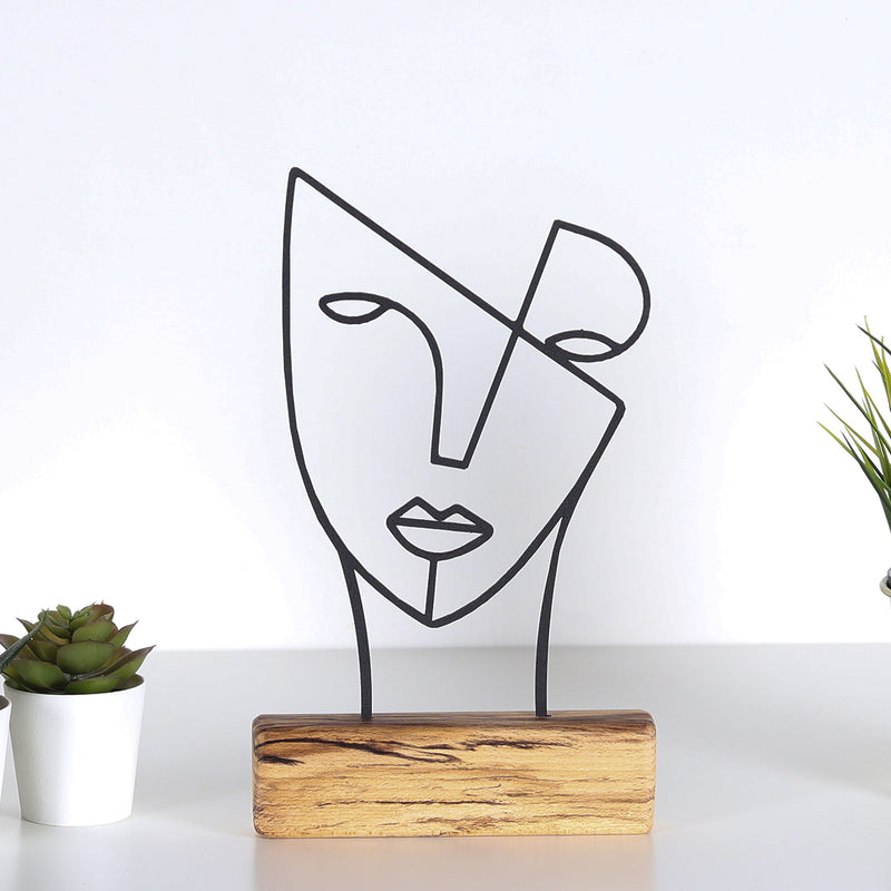 Bystag metal ahşap dekoratif masa süs dekoru-raf dekoru-hediyelik aksesuar-biblo-raf için süs-yüz- Bystag metal wood decorative desk ornament-ornamental decor- wood metal decor-mask-faces
