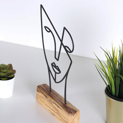 Bystag metal ahşap dekoratif masa süs dekoru-raf dekoru-hediyelik aksesuar-biblo-raf için süs-yüz- Bystag metal wood decorative desk ornament-ornamental decor- wood metal decor-mask-faces