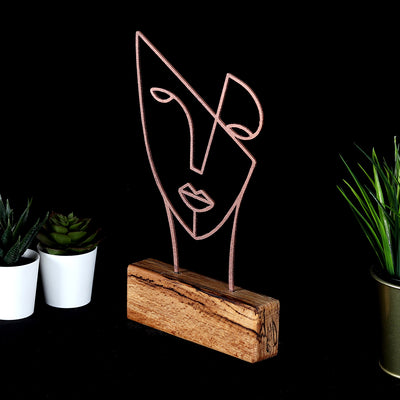 Bystag metal ahşap dekoratif masa süs dekoru-raf dekoru-hediyelik aksesuar-biblo-raf için süs-yüz- Bystag metal wood decorative desk ornament-ornamental decor- wood metal decor-mask-faces