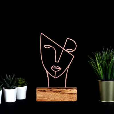 Bystag metal ahşap dekoratif masa süs dekoru-raf dekoru-hediyelik aksesuar-biblo-raf için süs-yüz- Bystag metal wood decorative desk ornament-ornamental decor- wood metal decor-mask-faces