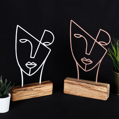 Bystag metal ahşap dekoratif masa süs dekoru-raf dekoru-hediyelik aksesuar-biblo-raf için süs-yüz- Bystag metal wood decorative desk ornament-ornamental decor- wood metal decor-mask-faces