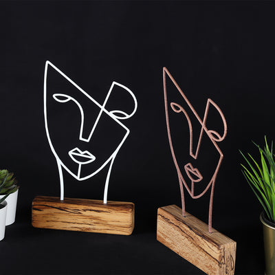 Bystag metal ahşap dekoratif masa süs dekoru-raf dekoru-hediyelik aksesuar-biblo-raf için süs-yüz- Bystag metal wood decorative desk ornament-ornamental decor- wood metal decor-mask-faces