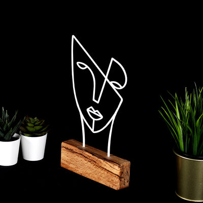 Bystag metal ahşap dekoratif masa süs dekoru-raf dekoru-hediyelik aksesuar-biblo-raf için süs-yüz- Bystag metal wood decorative desk ornament-ornamental decor- wood metal decor-mask-faces