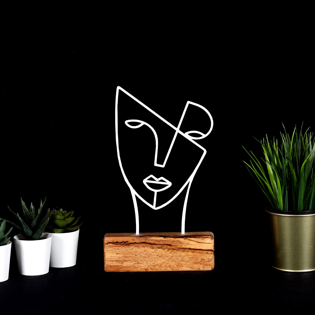 Bystag metal ahşap dekoratif masa süs dekoru-raf dekoru-hediyelik aksesuar-biblo-raf için süs-yüz- Bystag metal wood decorative desk ornament-ornamental decor- wood metal decor-mask-faces