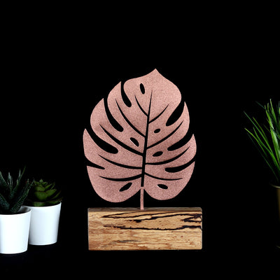 Bystag metal ahşap dekoratif masa süs dekoru-raf dekoru-hediyelik aksesuar-biblo-raf için süs-yaprak- Bystag metal wood decorative desk ornament-ornamental decor- wood metal decor-monstera-leaf