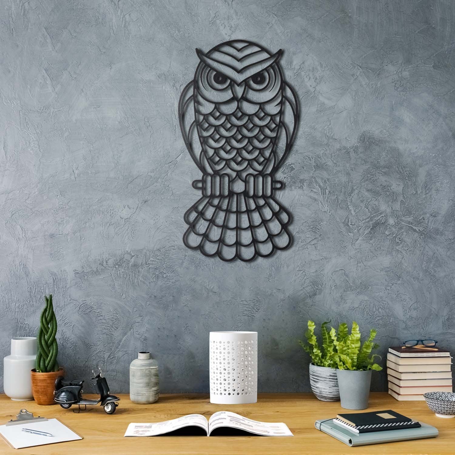 Bystag metal dekoratif duvar aksesuarı baykuş- Bystag metal wall art-wall art-wall decor-metal wall decor-owl