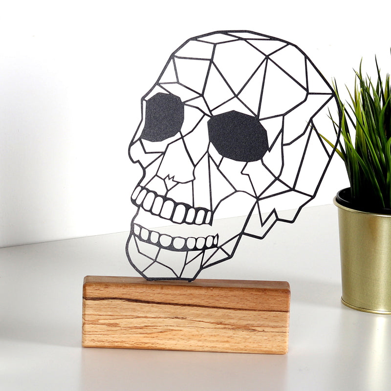 Bystag metal ahşap dekoratif masa süs dekoru-raf dekoru-hediyelik aksesuar-biblo-raf için süs-kuru kafa- Bystag metal wood decorative desk ornament-ornamental decor- wood metal decor-skull