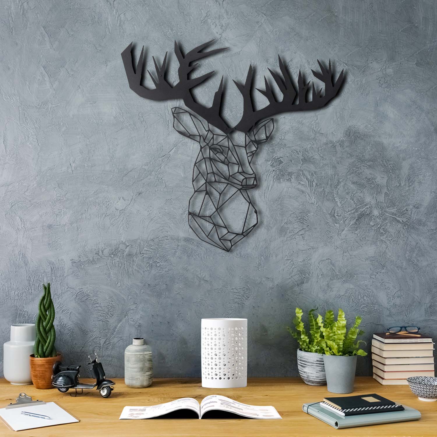 Bystag metal dekoratif duvar aksesuarı geyik- Bystag metal wall art-wall art-wall decor-metal wall decor-stag