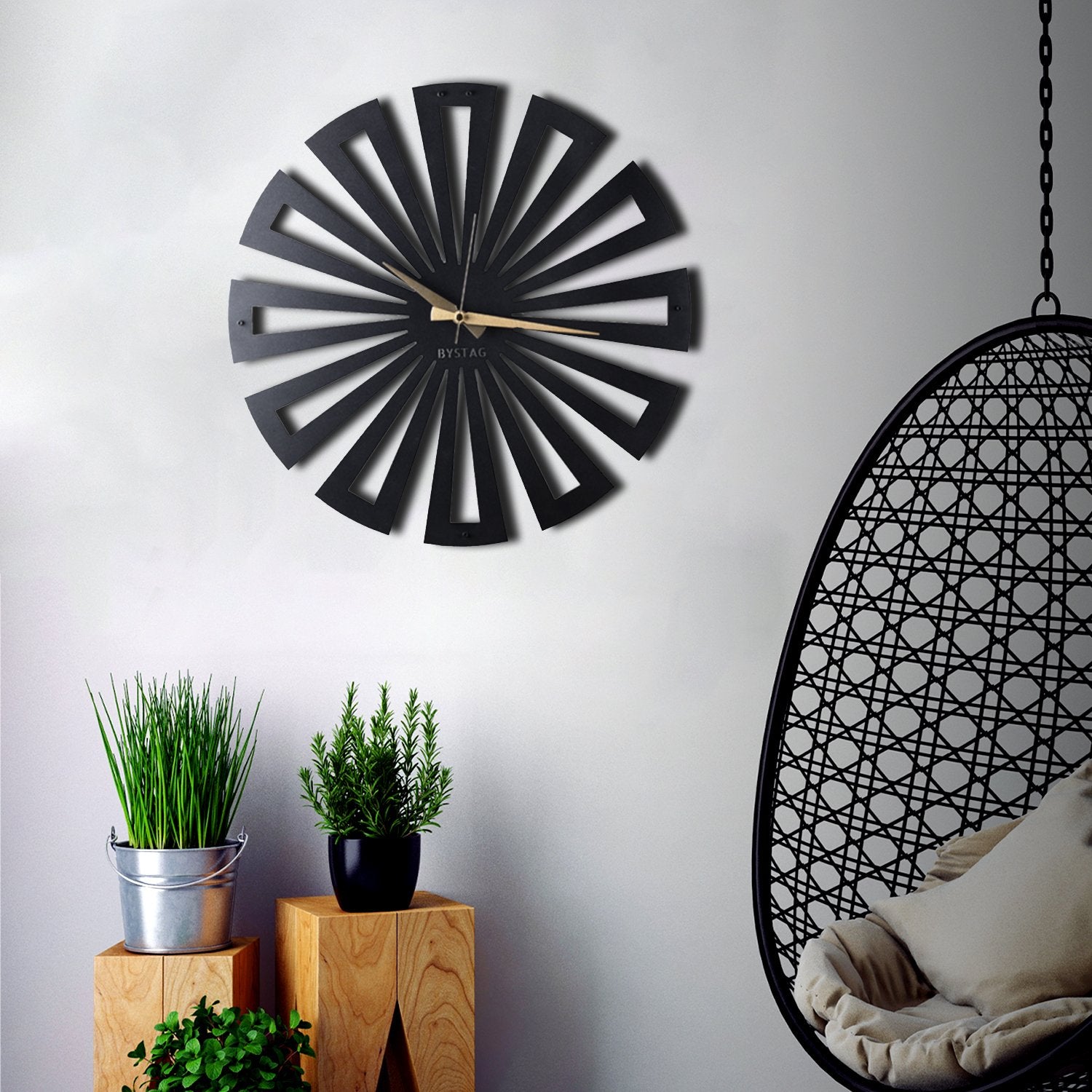 Bystag Metal decorative Wall clock Symmetry- Bystag Büyük saat - Bystag Metal dekoratif Duvar Saati Simetri-Bystag Big Clock