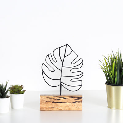 Bystag metal ahşap dekoratif masa süs dekoru-raf dekoru-hediyelik aksesuar-biblo-raf için süs-yaprak- Bystag metal wood decorative desk ornament-ornamental decor- wood metal decor-leaf