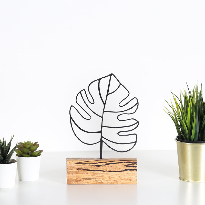 Bystag metal ahşap dekoratif masa süs dekoru-raf dekoru-hediyelik aksesuar-biblo-raf için süs-yaprak- Bystag metal wood decorative desk ornament-ornamental decor- wood metal decor-leaf