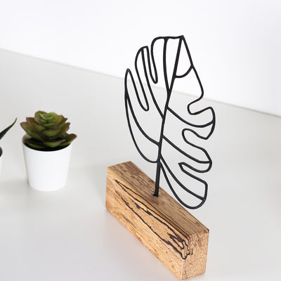 Bystag metal ahşap dekoratif masa süs dekoru-raf dekoru-hediyelik aksesuar-biblo-raf için süs-yaprak- Bystag metal wood decorative desk ornament-ornamental decor- wood metal decor-leaf