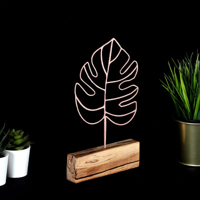 Bystag metal ahşap dekoratif masa süs dekoru-raf dekoru-hediyelik aksesuar-biblo-raf için süs-yaprak- Bystag metal wood decorative desk ornament-ornamental decor- wood metal decor-leaf