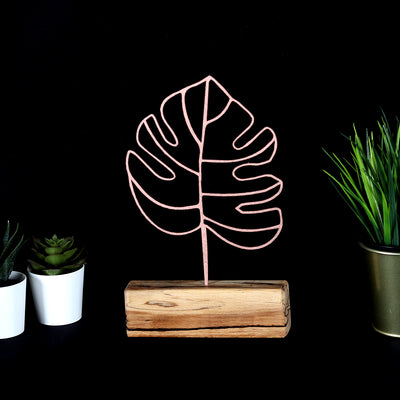 Bystag metal ahşap dekoratif masa süs dekoru-raf dekoru-hediyelik aksesuar-biblo-raf için süs-yaprak- Bystag metal wood decorative desk ornament-ornamental decor- wood metal decor-leaf
