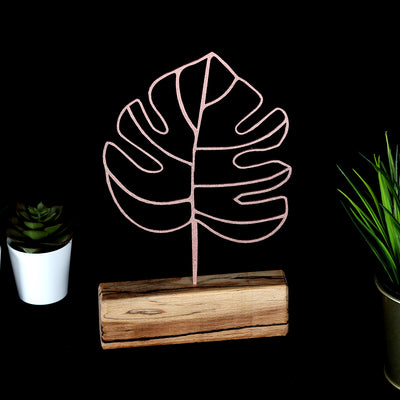 Bystag metal ahşap dekoratif masa süs dekoru-raf dekoru-hediyelik aksesuar-biblo-raf için süs-yaprak- Bystag metal wood decorative desk ornament-ornamental decor- wood metal decor-leaf