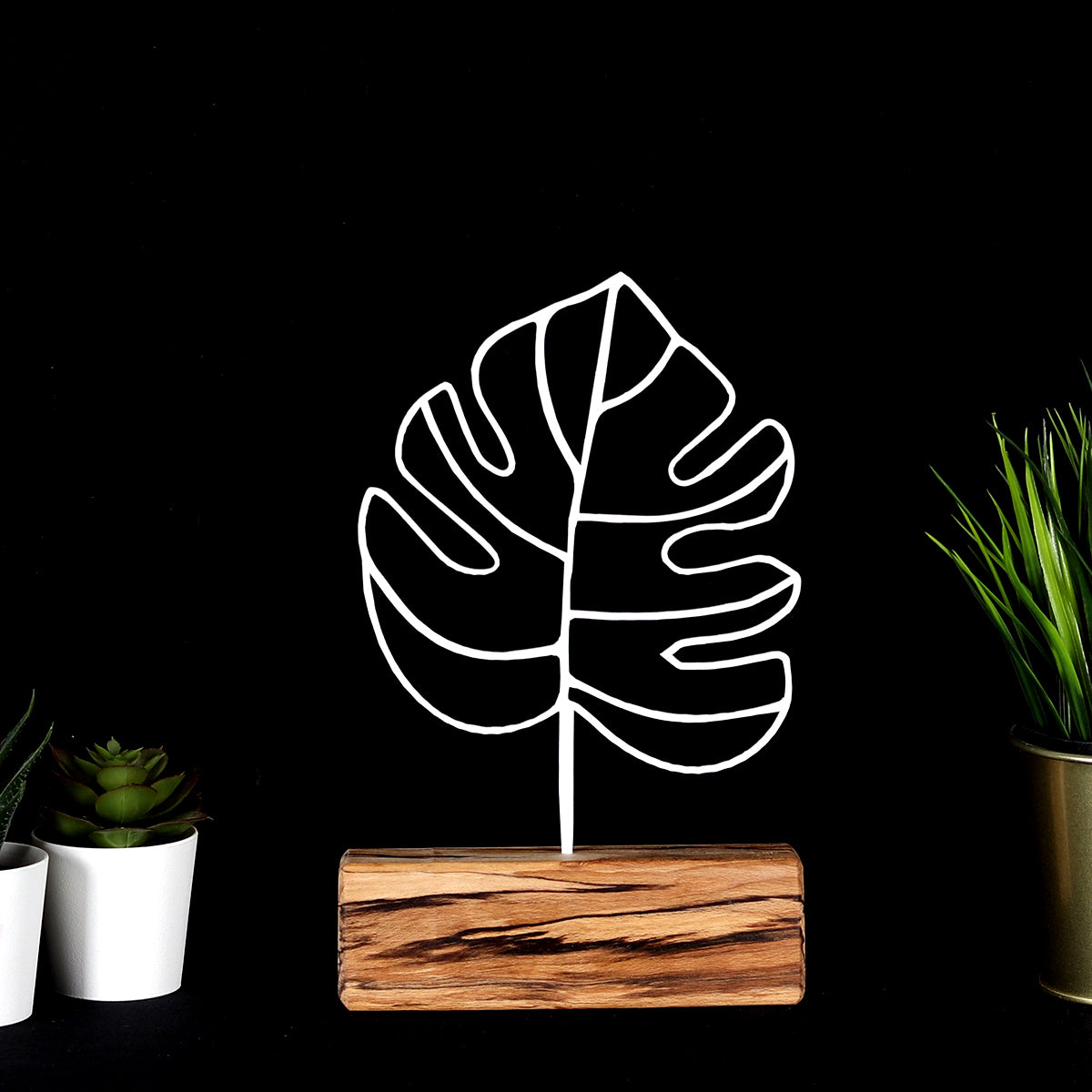 Bystag metal ahşap dekoratif masa süs dekoru-raf dekoru-hediyelik aksesuar-biblo-raf için süs-yaprak- Bystag metal wood decorative desk ornament-ornamental decor- wood metal decor-leaf