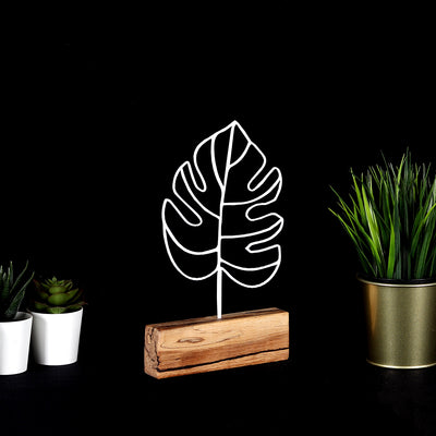 Bystag metal ahşap dekoratif masa süs dekoru-raf dekoru-hediyelik aksesuar-biblo-raf için süs-yaprak- Bystag metal wood decorative desk ornament-ornamental decor- wood metal decor-leaf