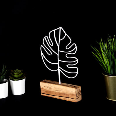 Bystag metal ahşap dekoratif masa süs dekoru-raf dekoru-hediyelik aksesuar-biblo-raf için süs-yaprak- Bystag metal wood decorative desk ornament-ornamental decor- wood metal decor-leaf