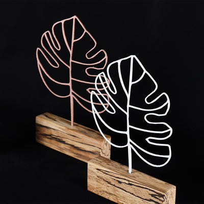 Bystag metal ahşap dekoratif masa süs dekoru-raf dekoru-hediyelik aksesuar-biblo-raf için süs-yaprak- Bystag metal wood decorative desk ornament-ornamental decor- wood metal decor-leaf