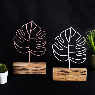 Bystag metal ahşap dekoratif masa süs dekoru-raf dekoru-hediyelik aksesuar-biblo-raf için süs-yaprak- Bystag metal wood decorative desk ornament-ornamental decor- wood metal decor-leaf
