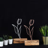 Bystag metal ahşap dekoratif masa süs dekoru-raf dekoru-hediyelik aksesuar-biblo-raf için süs-lale- Bystag metal wood decorative desk ornament-ornamental decor- wood metal decor-tulip
