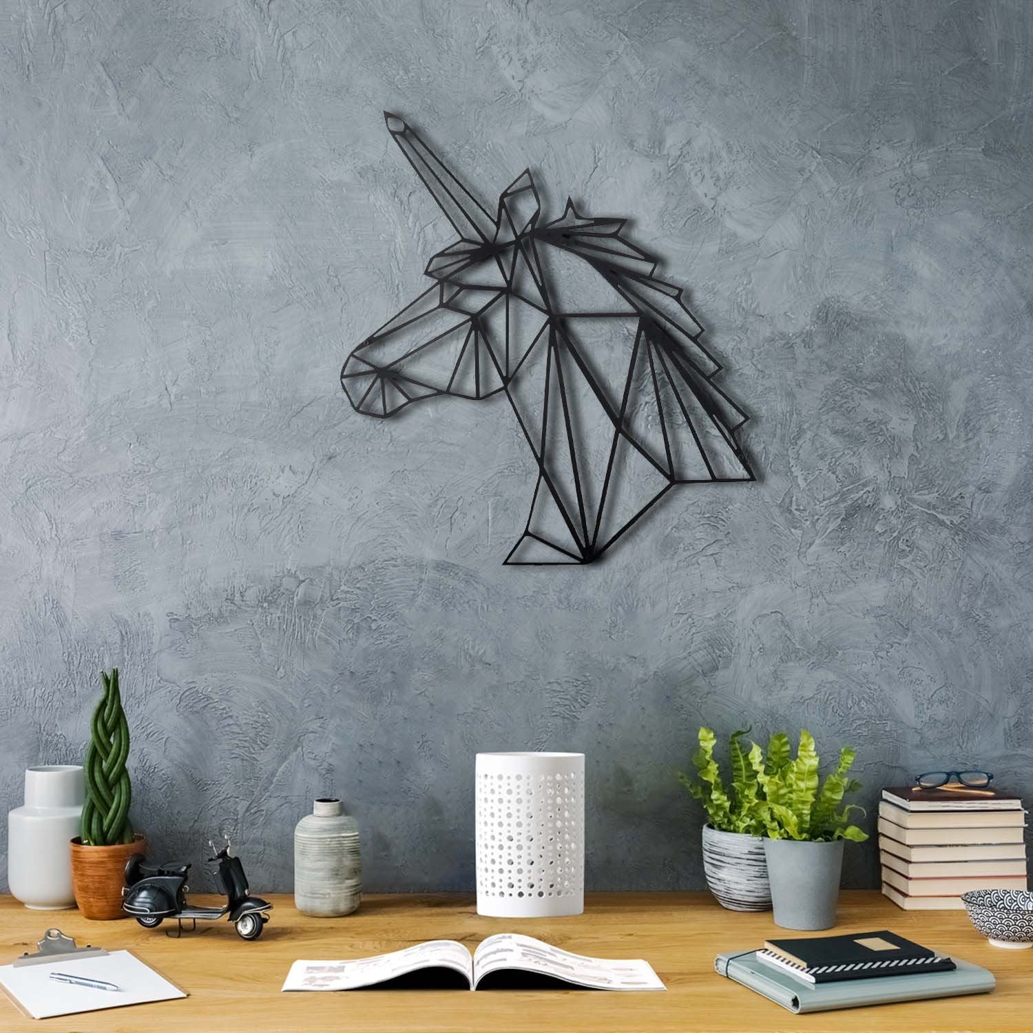Bystag metal dekoratif duvar aksesuarı unicorn- Bystag metal wall art-wall art-wall decor-metal wall decor-unicorn