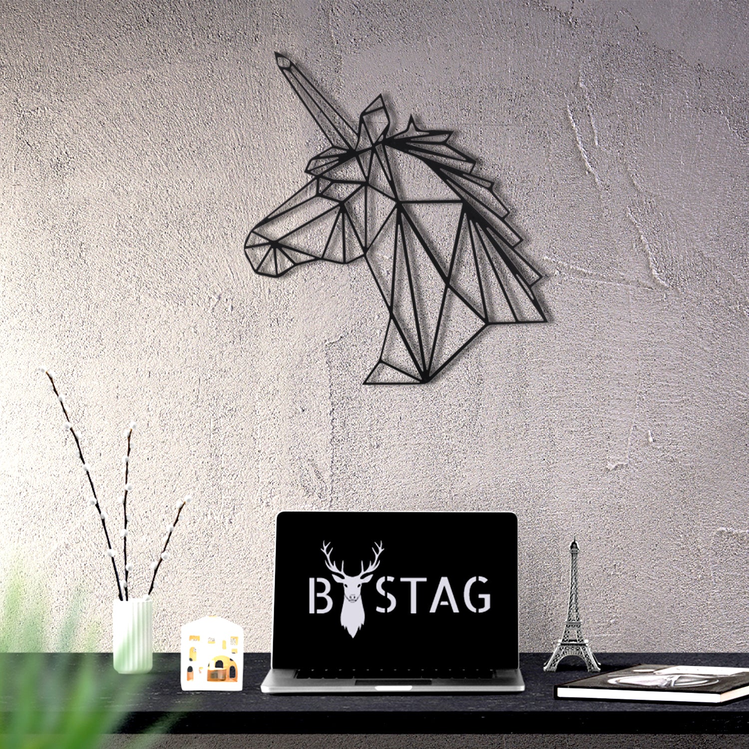 Bystag metal dekoratif duvar aksesuarı unicorn- Bystag metal wall art-wall art-wall decor-metal wall decor-unicorn