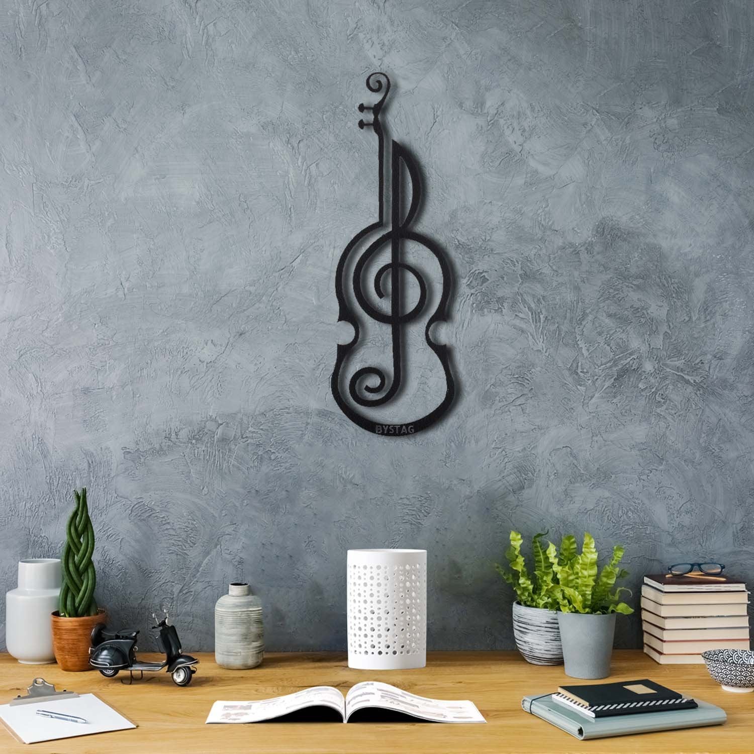 Bystag metal dekoratif duvar aksesuarı violin- Bystag metal wall art-wall art-wall decor-metal wall decor-violin