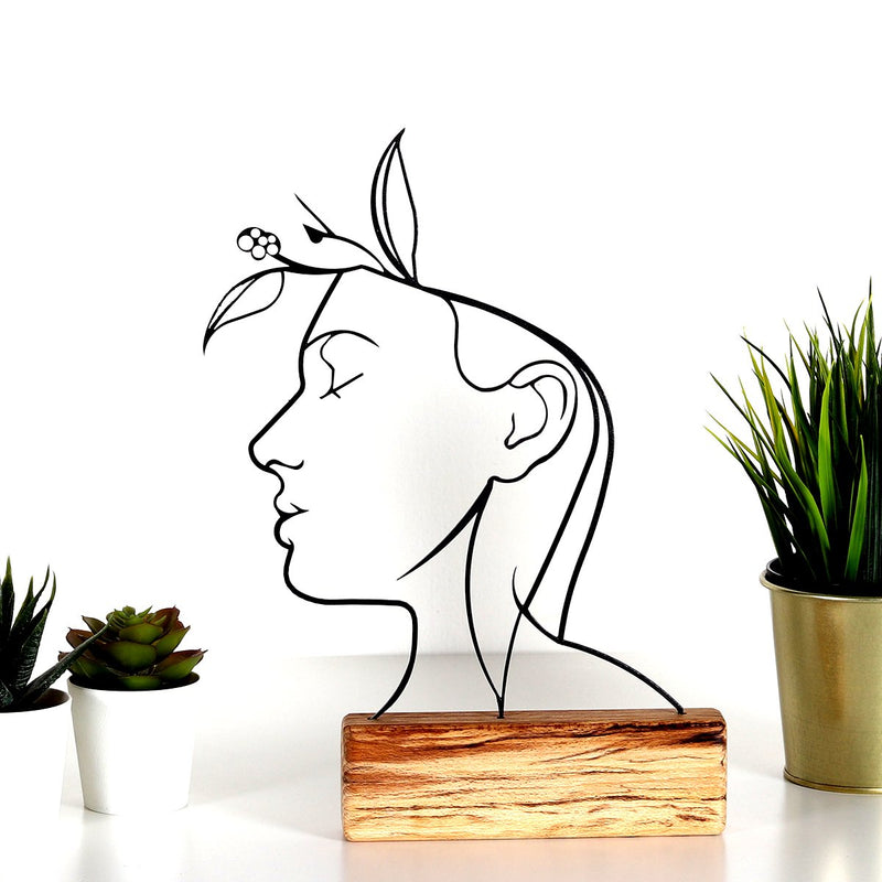 Bystag metal ahşap dekoratif masa süs dekoru-raf dekoru-hediyelik aksesuar-biblo-raf için süs- Bystag metal wood decorative desk ornament-ornamental decor- wood metal decor