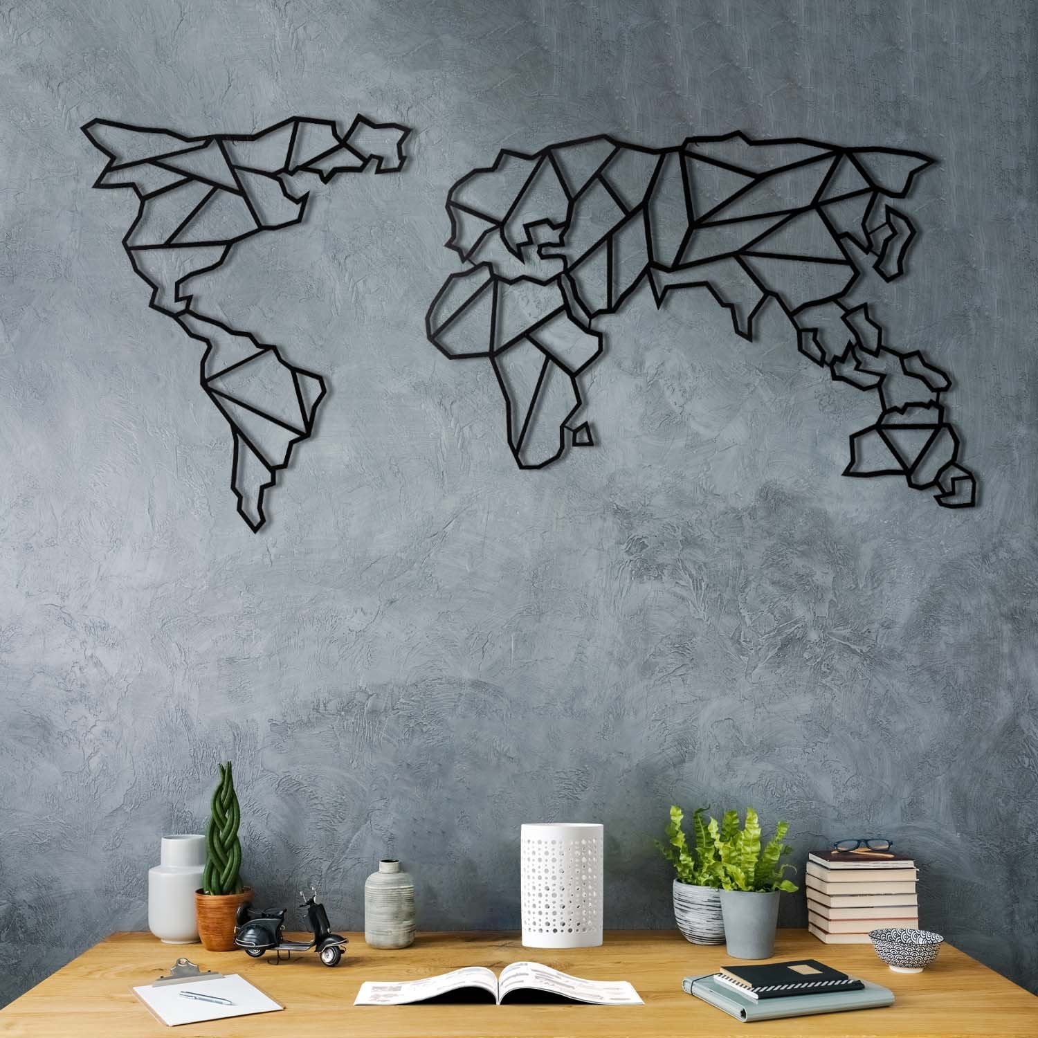 Bystag metal dekoratif duvar aksesuarı dünya haritası- Bystag metal wall art-wall art-wall decor-metal wall decor-world map-metal world map