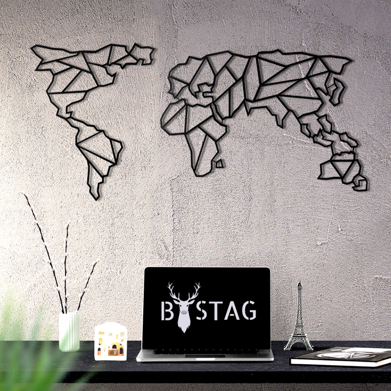 Bystag metal dekoratif duvar aksesuarı dünya haritası- Bystag metal wall art-wall art-wall decor-metal wall decor-world map-metal world map